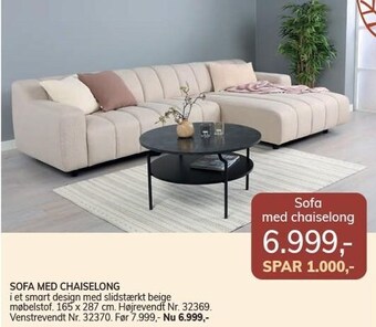 Daells Bolighus Sofa med chaiselong tilbud