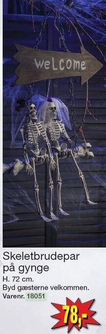 Skeletbrudepar på gynge