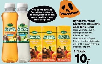 SuperBrugsen Rynkeby rynkes favoritter læskedrik eller kids 3-pak tilbud