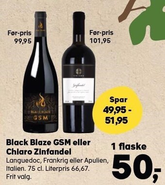 SuperBrugsen Black blaze gsm eller chiaro zinfandel tilbud