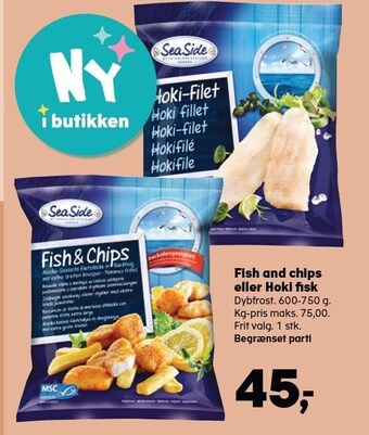 Fish and chips eller hoki fisk