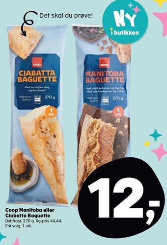 SuperBrugsen Coop manitoba eller ciabatta baguette tilbud