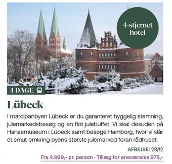 Vitus Rejser Lübeck, 4 dage tilbud