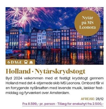 Vitus Rejser Holland - nytårskrydstogt, 6 dage tilbud