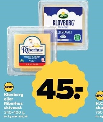 Netto Klovborg eller riberhus skiveost tilbud