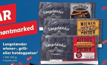 Lidl Langelænder wiener-, grill- eller hotdogpølser tilbud