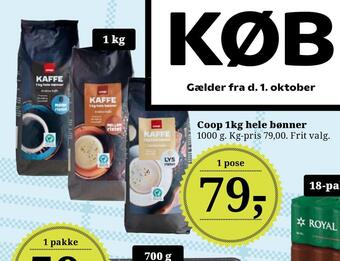 Dagli'Brugsen Coop 1kg hele bønner tilbud