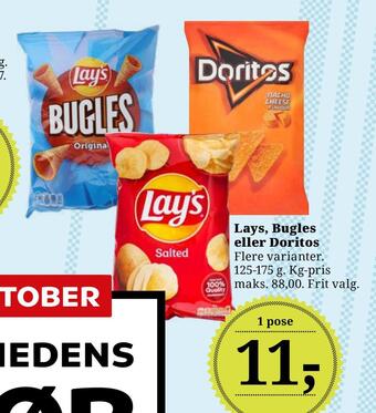 Dagli'Brugsen Lays, bugles eller doritos tilbud