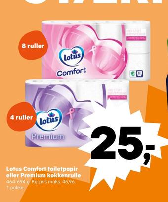 SuperBrugsen Lotus comfort toiletpapir eller premium køkkenrulle tilbud