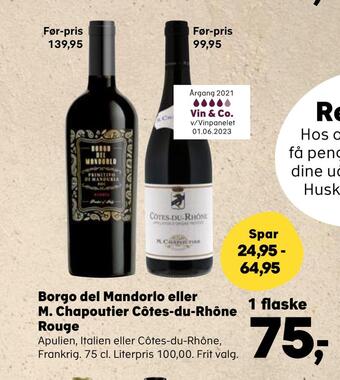 Borgo del mandorlo eller m. chapoutier côtes-du-rhône rouge