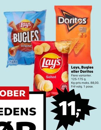 SuperBrugsen Lays, bugles eller doritos tilbud