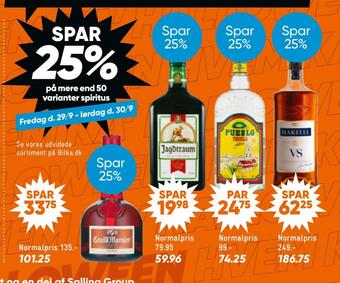 Bilka Spar 25% på mere end 50 varianter spiritus tilbud