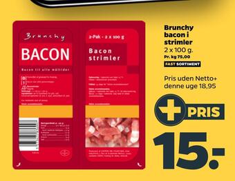Netto Brunchy bacon i strimler tilbud