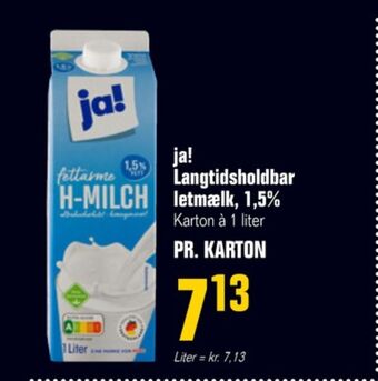 Otto Duborg Ja! letmælk langtidsholdbar 1,5% tilbud