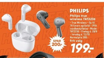Bilka Philips true wireless tat2236 tilbud