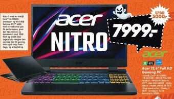 Bilka Acer 15,6´´ full hd gaming pc tilbud