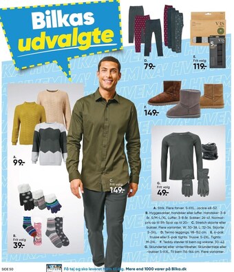 Bilka Strik, hyggesokker, handsker eller luffer, stretch skjorte eller bukser, termo leggings, 6-pak trusse eller 5-pak tights, ted tilbud