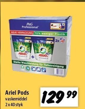 zur Krone Ariel pods vaskemiddel 2 x 40 styk tilbud