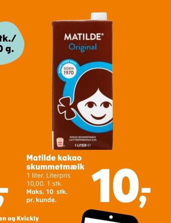 Kvickly Matilde kakao skummetmælk tilbud