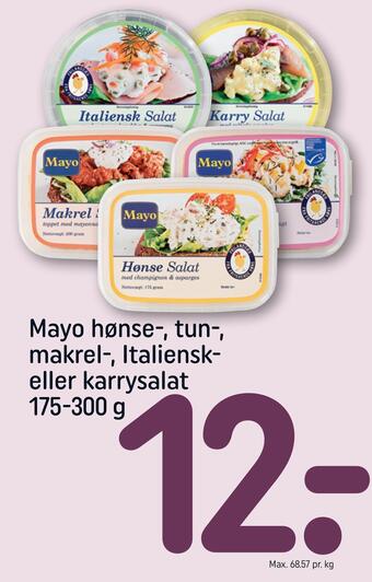REMA 1000 Mayo hønse-, tun-, makrel-, italiensk eller karrysalat tilbud