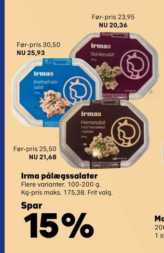 Kvickly Irma pålægssalater tilbud