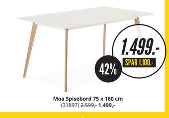 My Home Moa spisebord 75 x 160 cm tilbud