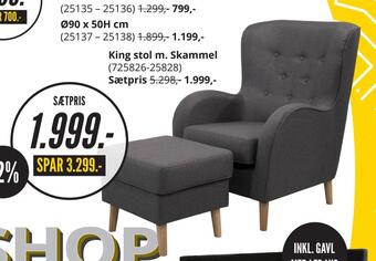 King stol m. skammel