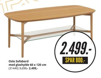 My Home Oslo sofabord med glashylde 60 x 120 cm tilbud