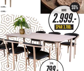 My Home Oslo spisebord 100 x 220 cm tilbud