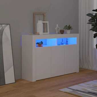 Skænk med led-lys 115,5x30x75 cm hvid