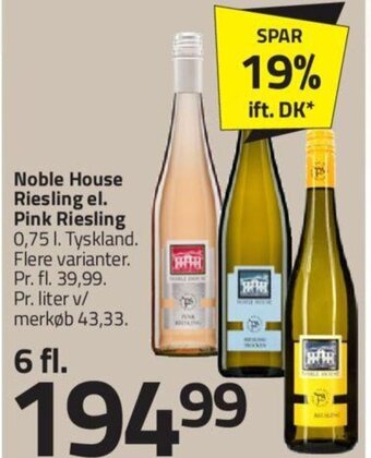 Fleggaard Noble House Riesling el. Pink Riesling 0,75 l. Tyskland tilbud