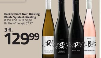 Fleggaard Darkny Pinot Noir, Riesling Blush, Syrah el. Riesling 0,75 I. USA tilbud