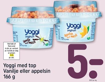 Yoggi med top Vanilje eller appelsin 166 g