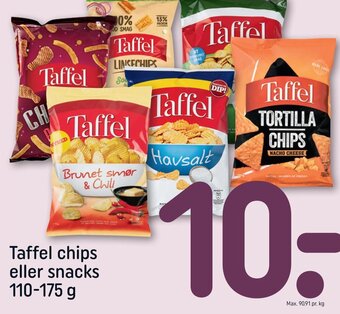 REMA 1000 Taffel chips eller snacks 110-175 g tilbud
