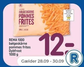 REMA 1000 bølgeskårne pommes frites Dybfrost 1000g