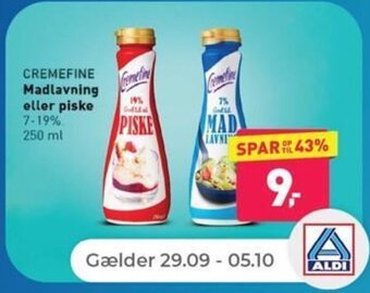 Netto CREMEFINE Madlavning eller piske 7-19% 250 ml tilbud