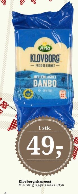 Dagli'Brugsen Klovborg skæreost danbo mellemlagret tilbud