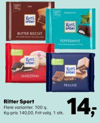 Kvickly Ritter sport chokoladeplade peppermint tilbud