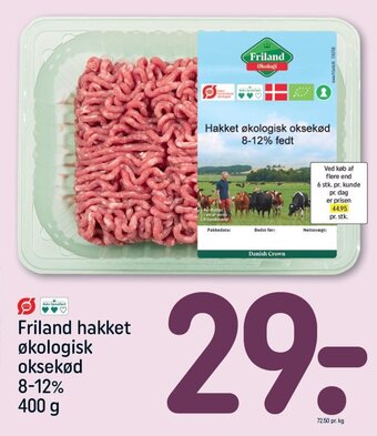 REMA 1000 Friland hakket økologisk oksekød 8-12% fedt 400 g tilbud