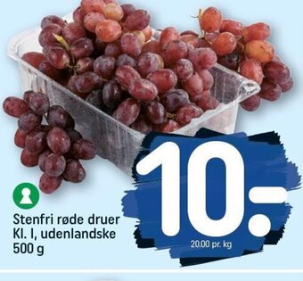 Stenfri røde druer KI. I, udenlandske 500 g