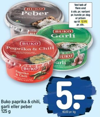 Buko paprika & chili, garli eller peber 125 g