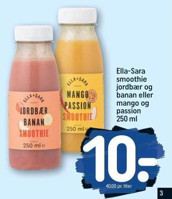 REMA 1000 Ella-Sara smoothie jordbær og banan eller mango og passion 250 ml tilbud