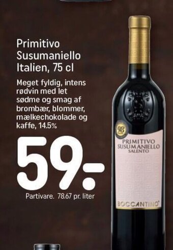 REMA 1000 Primitivo Susumaniello Italien, 75 cl tilbud