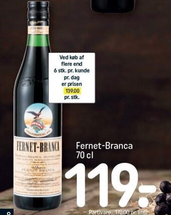 Rema 1000 Fernet-Branca 70 cl tilbud