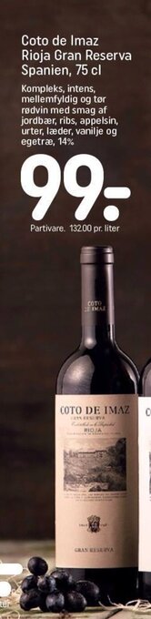 REMA 1000 Coto de Imaz Rioja Gran Reserva Spanien, 75 cl tilbud