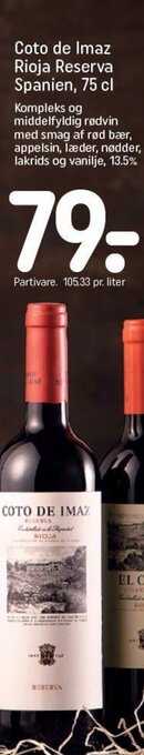 Coto de Imaz Rioja Reserva Spanien, 75 cl