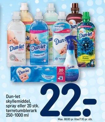 REMA 1000 Dun-let skyllemiddel, spray eller 20 stk. tørretumblerark 250-1000 ml tilbud