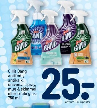 REMA 1000 Cillit Bang antifedt, antikalk, universal spray, mug & skimmel eller triple glass 750 ml tilbud