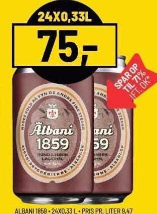 Priss 24x0,33l albani 1859 tilbud