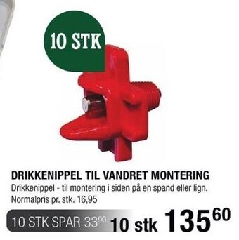 Land & Fritid Drikkenippel til vandret montering tilbud